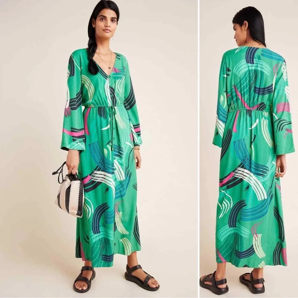 The Odells Anthropologie Paloma Paint Swipe Kimono Maxi Dress - Picture 1 of 10